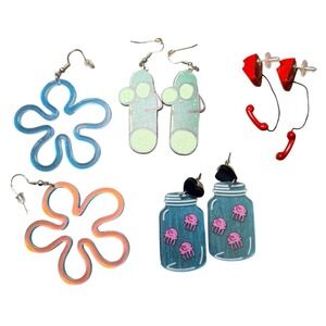 Novelty Earring Bundle Spongebob Flower Jellyfish Phone Cucumber Set